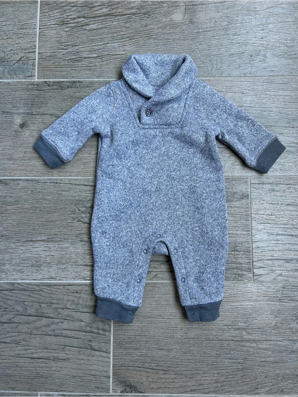 Old Navy Baby Gray Heather Shawl Collar Romper